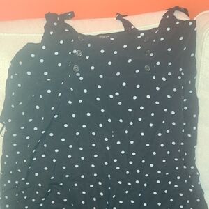 Forever 21 Black and White Polka Dot  Flair Pants With Straps